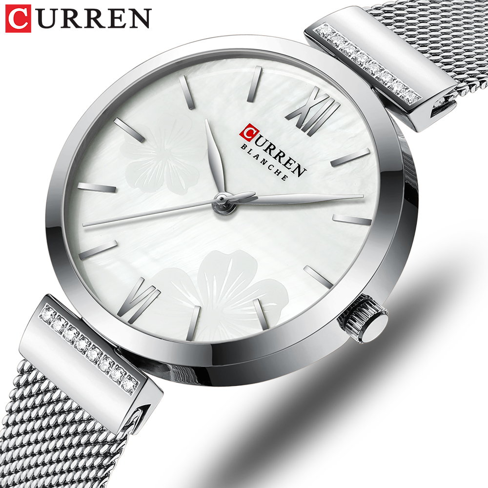 Mesh Stainless Strap - CURREN 9067 Minimalistische Quarzuhr für Damen,