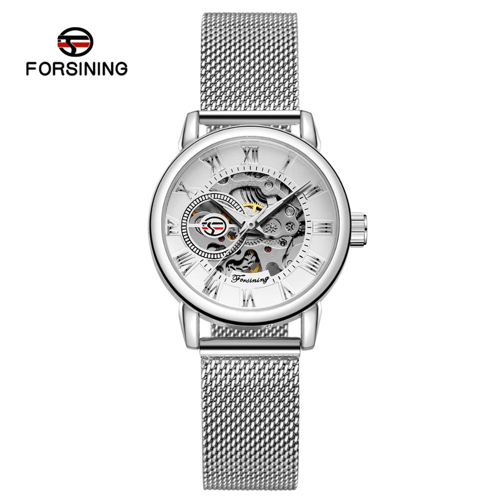 Mesh Stainless Strap - Reloj Mujer FORSINING Mode Frau Uhr