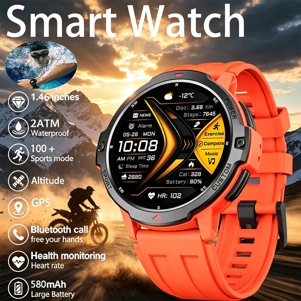 Timex Watches Smartwatch - NEUE 6-Achsen-Gyroskop-Militär-GPS-Smartwatch, 3ATM wasserdicht, 580mAh Akku,