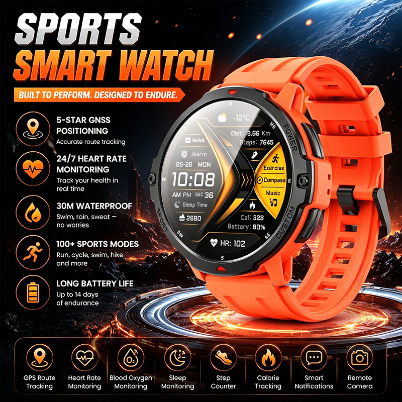 Timex Watches Smartwatch - Neue professionelle Sport-Smartwatch mit 6-Achsen-Gyroskop, dynamischer