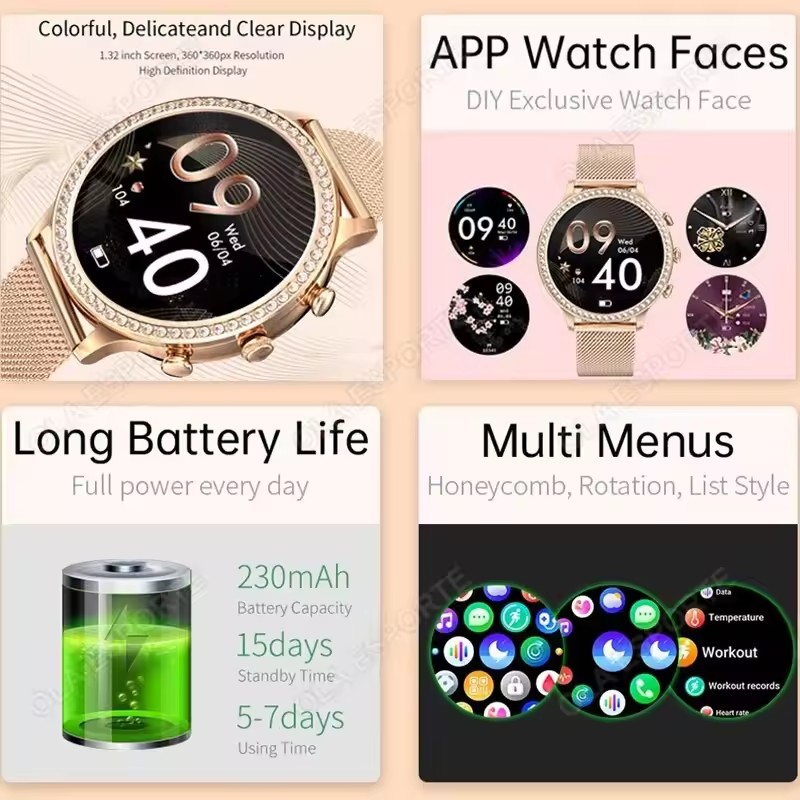 Elegante Damen-Smartwatch mit  – Smartwatch Health Watches For Women Bewertung und Preis